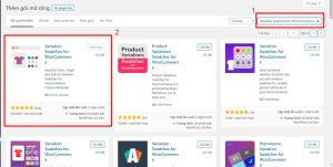 các biến thể sản phẩm trong WordPress